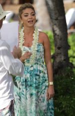 SARAH JHYLAND on the Set of Disney Christmas Special in Hawaii
