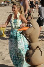 SARAH JHYLAND on the Set of Disney Christmas Special in Hawaii