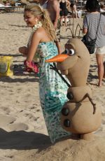 SARAH JHYLAND on the Set of Disney Christmas Special in Hawaii