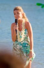 SARAH JHYLAND on the Set of Disney Christmas Special in Hawaii