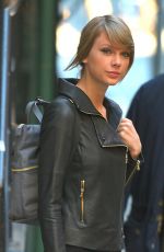 TAYLOR SWIFT in Leather Jacket Leaves Her Apartment in New York