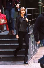 TAYLOR SWIFT in Leather Jacket Leaves Her Apartment in New York