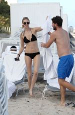 WHITNEY PORT in Black Bikini on the Beach in Miami