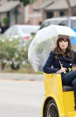 ZOOEY DESCHANEL on the Set of New Girl 1612