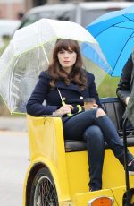 ZOOEY DESCHANEL on the Set of New Girl 1612