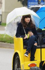 ZOOEY DESCHANEL on the Set of New Girl 1612