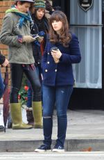 ZOOEY DESCHANEL on the Set of New Girl 1612