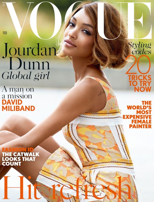 JOURDAN DUNN on the Cover of Vogue Magazine, February 2015 Issue