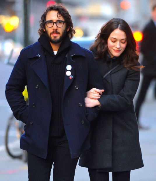 Kat Dennings and boyfriend Josh Groban are spotted out arm in arm during a New Years Eve stroll in New York