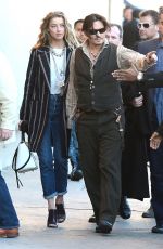 AMBER HEARD and Johnny Depp Arrives at Jimmy Kimmel Live