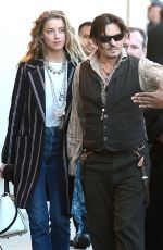 AMBER HEARD and Johnny Depp Arrives at Jimmy Kimmel Live