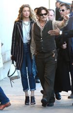 AMBER HEARD and Johnny Depp Arrives at Jimmy Kimmel Live