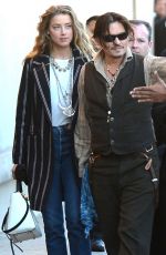 AMBER HEARD and Johnny Depp Arrives at Jimmy Kimmel Live