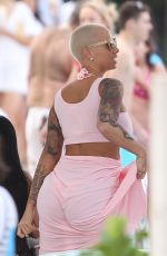 AMBER ROSE and BLAC CHYNA at a Pool in Miami