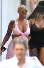 AMBER ROSE and BLAC CHYNA at a Pool in Miami