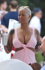 AMBER ROSE and BLAC CHYNA at a Pool in Miami