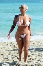 AMBER ROSE in Bikini at a Beach in Miami