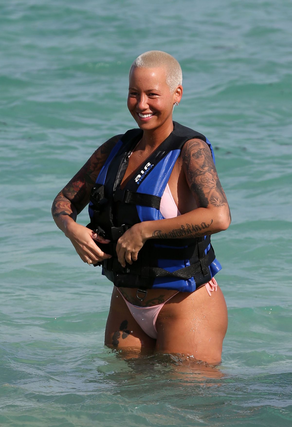 AMBER ROSE in Bikini at a Beach in Miami.