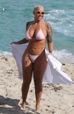 AMBER ROSE in Bikini at a Beach in Miami