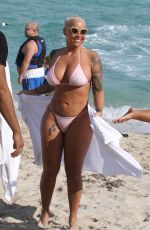 AMBER ROSE in Bikini at a Beach in Miami