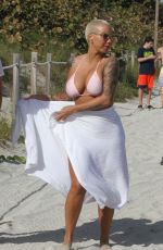 AMBER ROSE in Bikini at a Beach in Miami