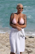 AMBER ROSE in Bikini at a Beach in Miami