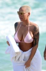 AMBER ROSE in Bikini at a Beach in Miami