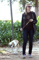 AMY SMART Walks Her Dog Out in Los Angeles