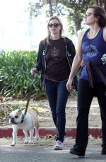 AMY SMART Walks Her Dog Out in Los Angeles