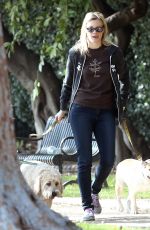 AMY SMART Walks Her Dog Out in Los Angeles