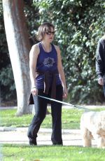 AMY SMART Walks Her Dog Out in Los Angeles