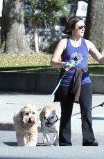 AMY SMART Walks Her Dog Out in Los Angeles