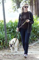 AMY SMART Walks Her Dog Out in Los Angeles