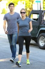 ASHLEY BENSON in Tights Leaves a Gym in Los Angeles