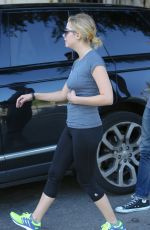ASHLEY BENSON in Tights Leaves a Gym in Los Angeles