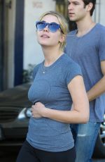 ASHLEY BENSON in Tights Leaves a Gym in Los Angeles