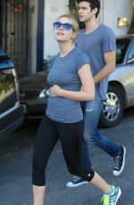 ASHLEY BENSON in Tights Leaves a Gym in Los Angeles