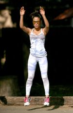 CHRISTINA MILIAN in Tights Working Out at a Park in Studio City