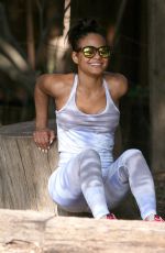CHRISTINA MILIAN in Tights Working Out at a Park in Studio City