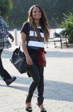 CHRISTINA MILIAN on the Set of Extra in Universal City