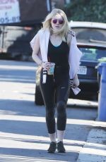 DAKOTA FANNING Out Hiking at Runyon Canyon in Los Angeles