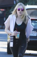 DAKOTA FANNING Out Hiking at Runyon Canyon in Los Angeles