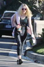 DAKOTA FANNING Out Hiking at Runyon Canyon in Los Angeles