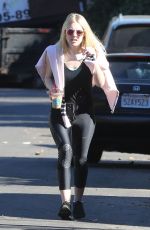 DAKOTA FANNING Out Hiking at Runyon Canyon in Los Angeles