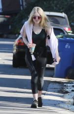 DAKOTA FANNING Out Hiking at Runyon Canyon in Los Angeles
