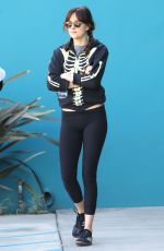 DAKOTA JOHNSON in Tights Leaves Pilates Class in West Hollywood