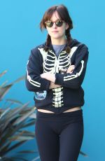 DAKOTA JOHNSON in Tights Leaves Pilates Class in West Hollywood