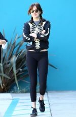 DAKOTA JOHNSON in Tights Leaves Pilates Class in West Hollywood