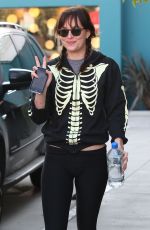 DAKOTA JOHNSON in Tights Leaves Pilates Class in West Hollywood