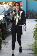 DAKOTA JOHNSON in Tights Leaves Pilates Class in West Hollywood